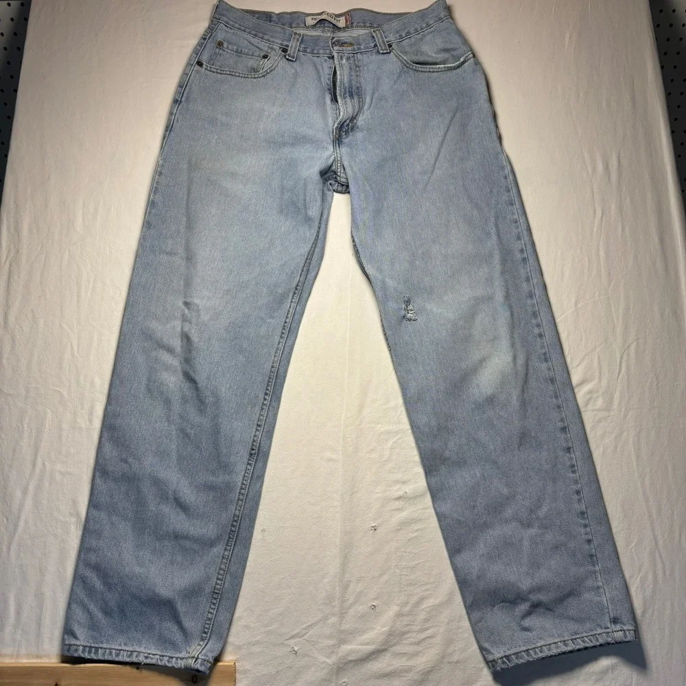 VTG Levi's 550 Jeans Mens 34x32 Fits 33x31 Light Blue Relaxed Fit Denim Fade